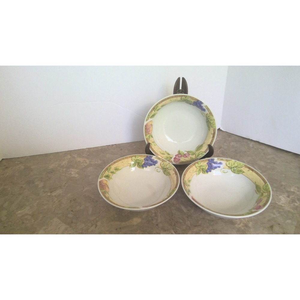 Gibson Home Harvest Fruit Rim Soup‎ Bowls, Set of 3, 6 inch, Serving Bowls